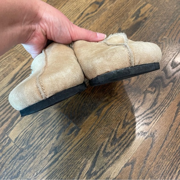 FREE PEOPLE Damon Clogs Tan Suede Faux Fur Textile Insoles Slip Ons - Picture 6 of 14